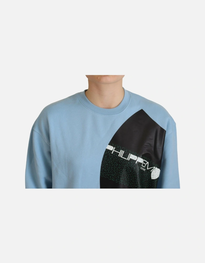Crew Neck Sweatshirt Graphic Print Women - Light Blue Sweaters