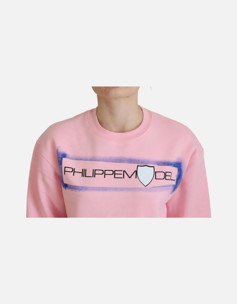 Pink Crew Neck Sweatshirt Women Sweaters