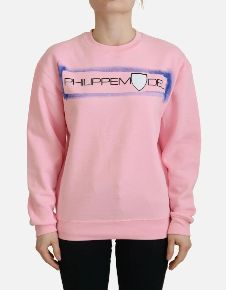 Pink Crew Neck Sweatshirt Women Sweaters