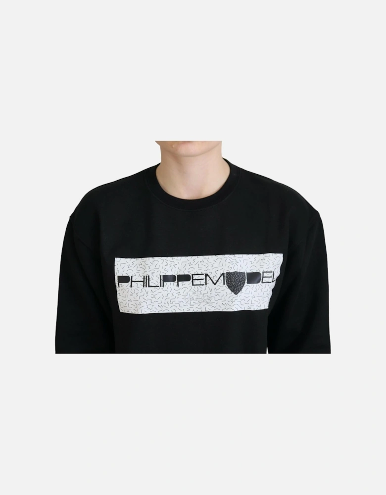Black Graphic Print Sweatshirt Women Sweaters
