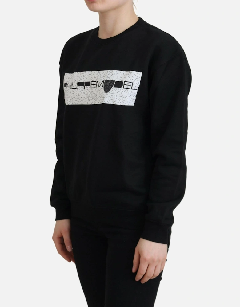 Black Graphic Print Sweatshirt Women Sweaters