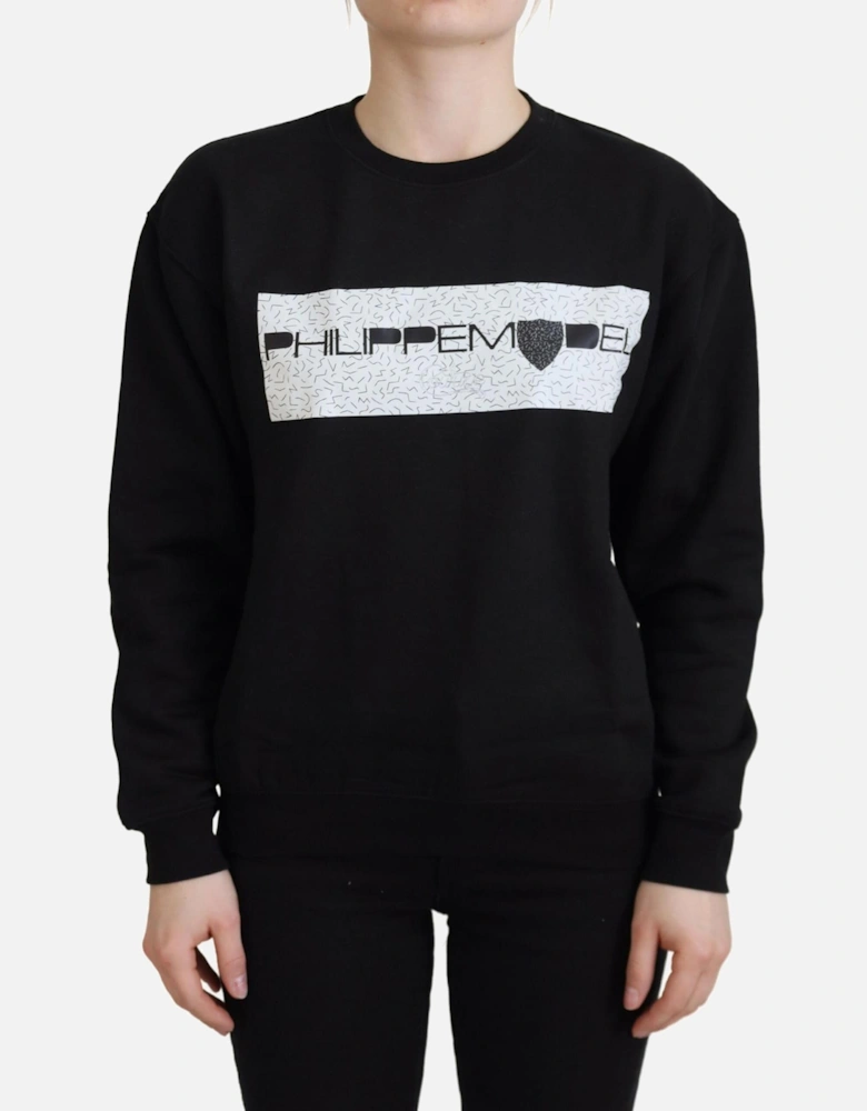 Black Graphic Print Sweatshirt Women Sweaters