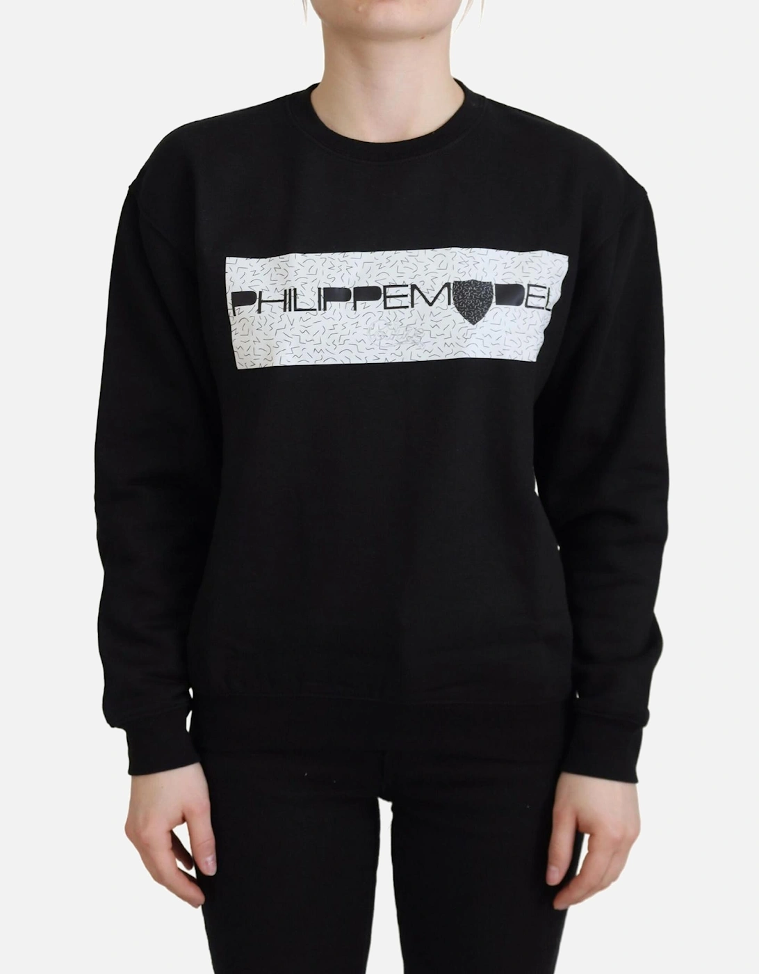 Black Graphic Print Sweatshirt Women Sweaters, 7 of 6
