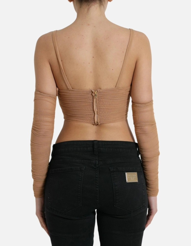 Long Sleeve Cropped Top with Back Zipper by Designer Label Women -