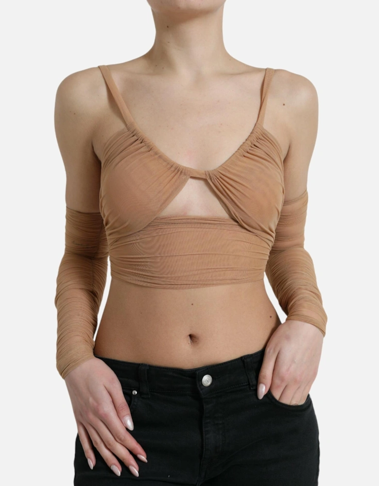 Long Sleeve Cropped Top with Back Zipper by Designer Label Women -