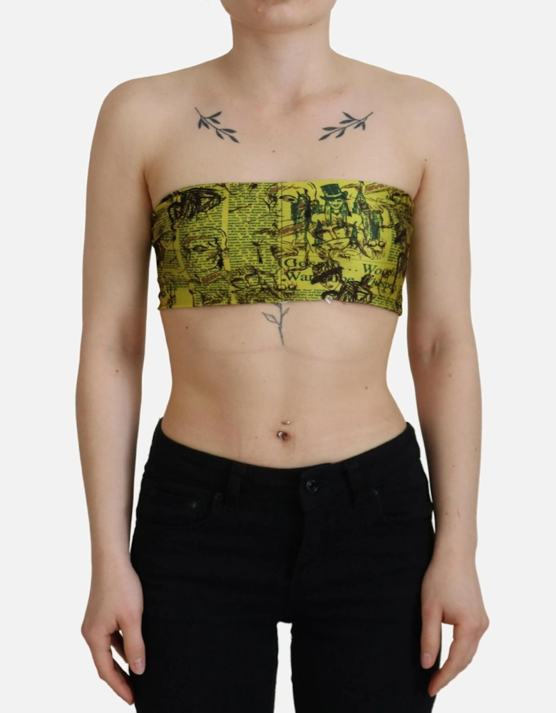 Newspaper Print Tube Top Women - Yellow T-Shirts
