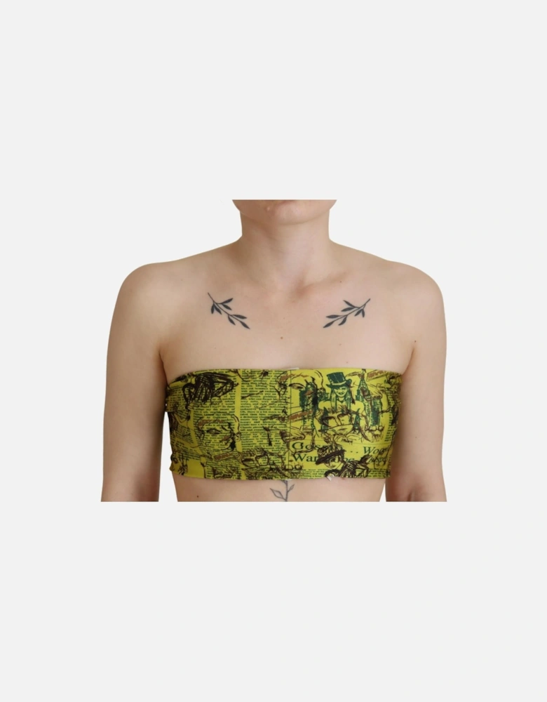 Newspaper Print Tube Top Women - Yellow T-Shirts