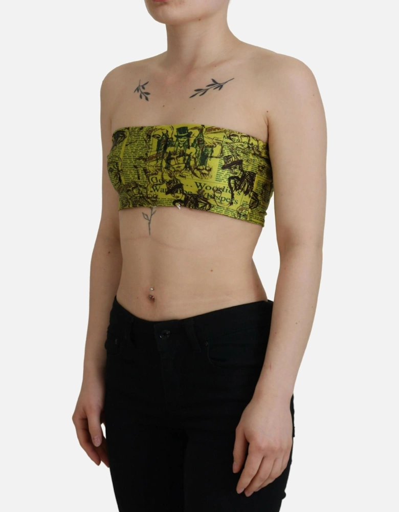Newspaper Print Tube Top Women - Yellow T-Shirts