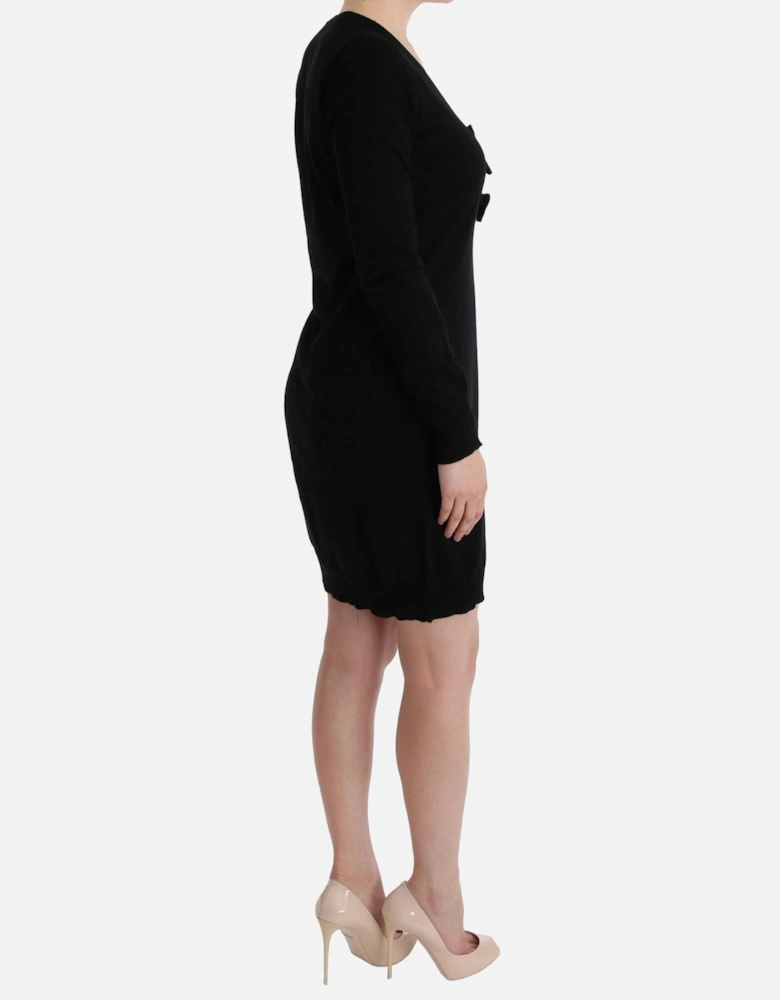 VNeck Mini Dress Long Sleeve Women - Black Dresses