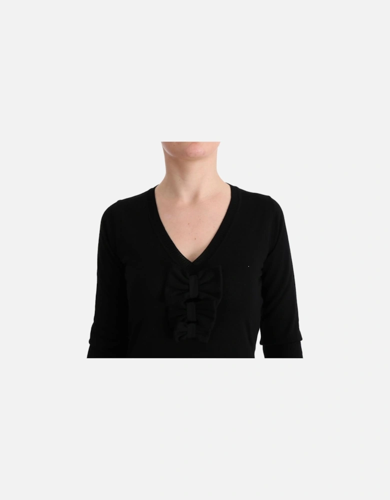 VNeck Mini Dress Long Sleeve Women - Black Dresses