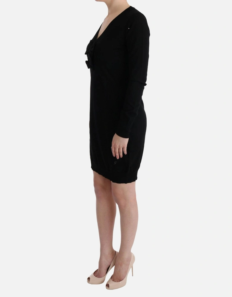 VNeck Mini Dress Long Sleeve Women - Black Dresses