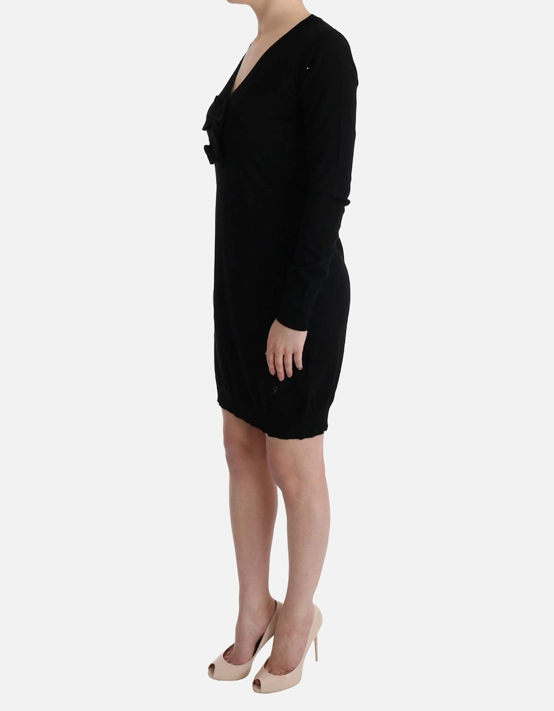 VNeck Mini Dress Long Sleeve Women - Black Dresses