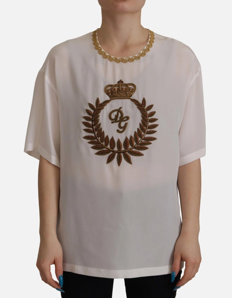 Dolce Gabbana TSH7844 Silk Top Women - White T-Shirts