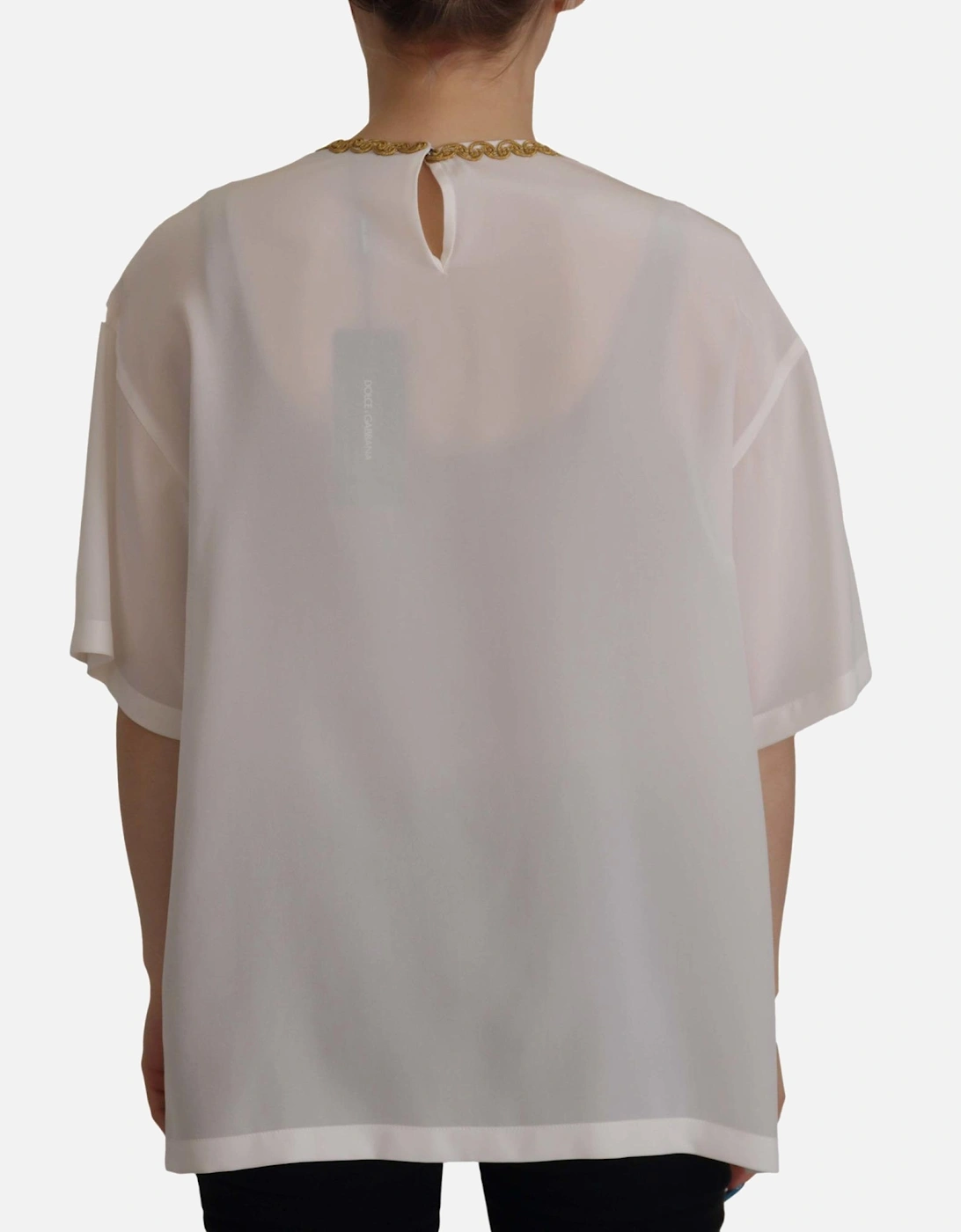 Dolce Gabbana TSH7844 Silk Top Women - White T-Shirts