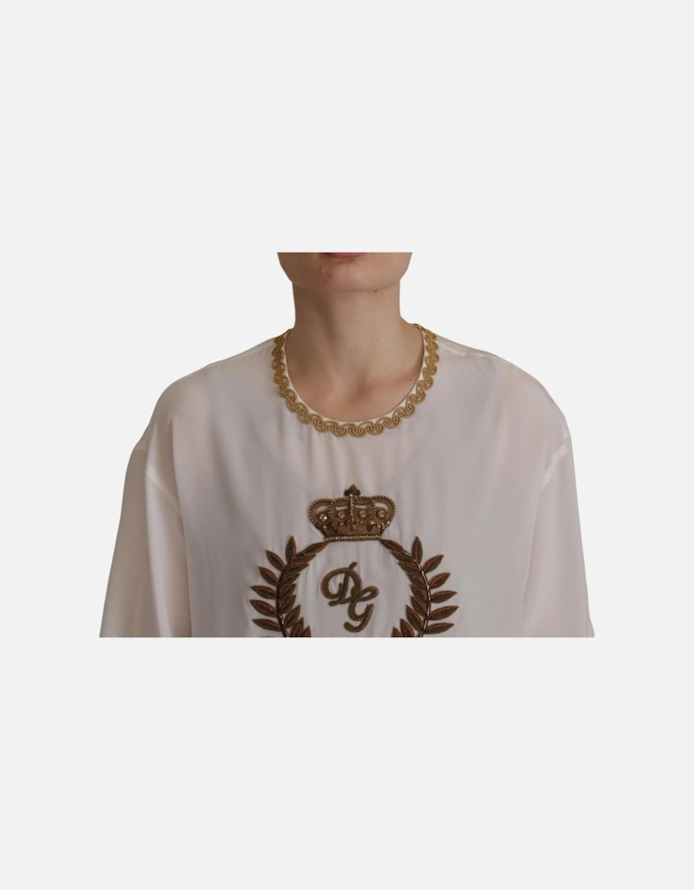Dolce Gabbana TSH7844 Silk Top Women - White T-Shirts