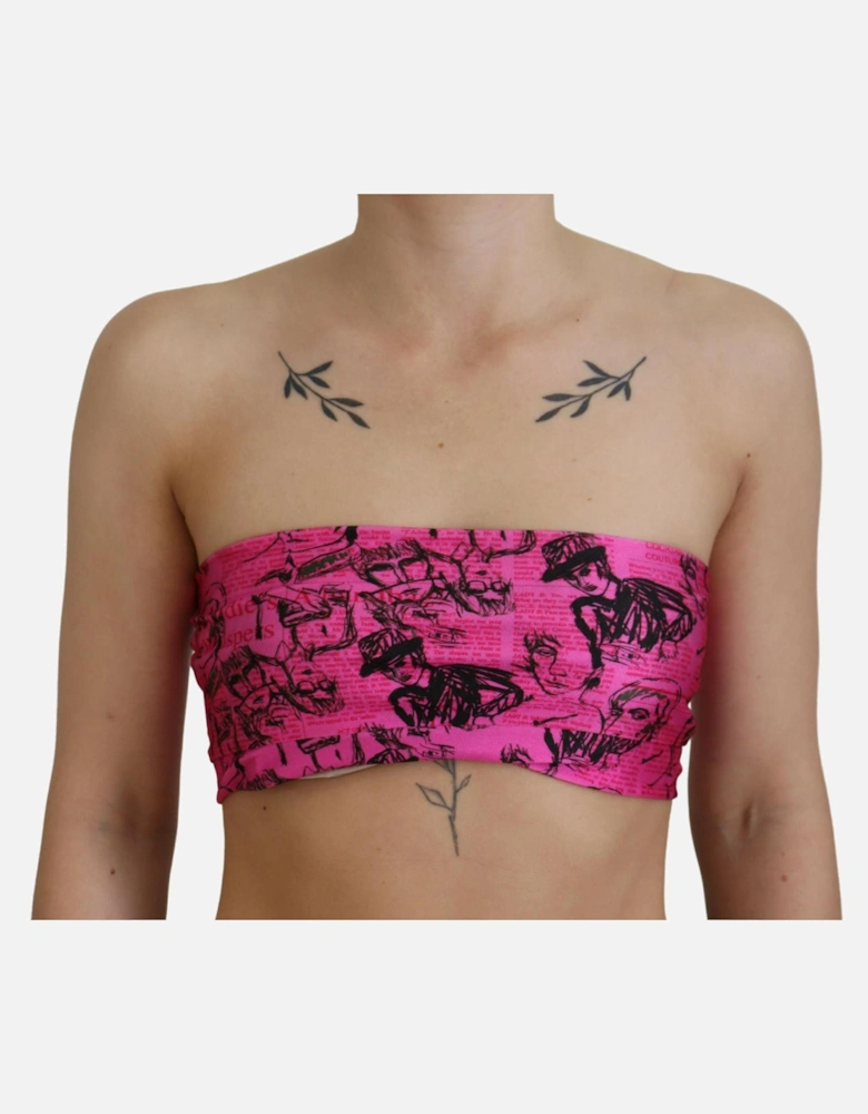 Tube Top Newspaper Print Women - Pink T-Shirts
