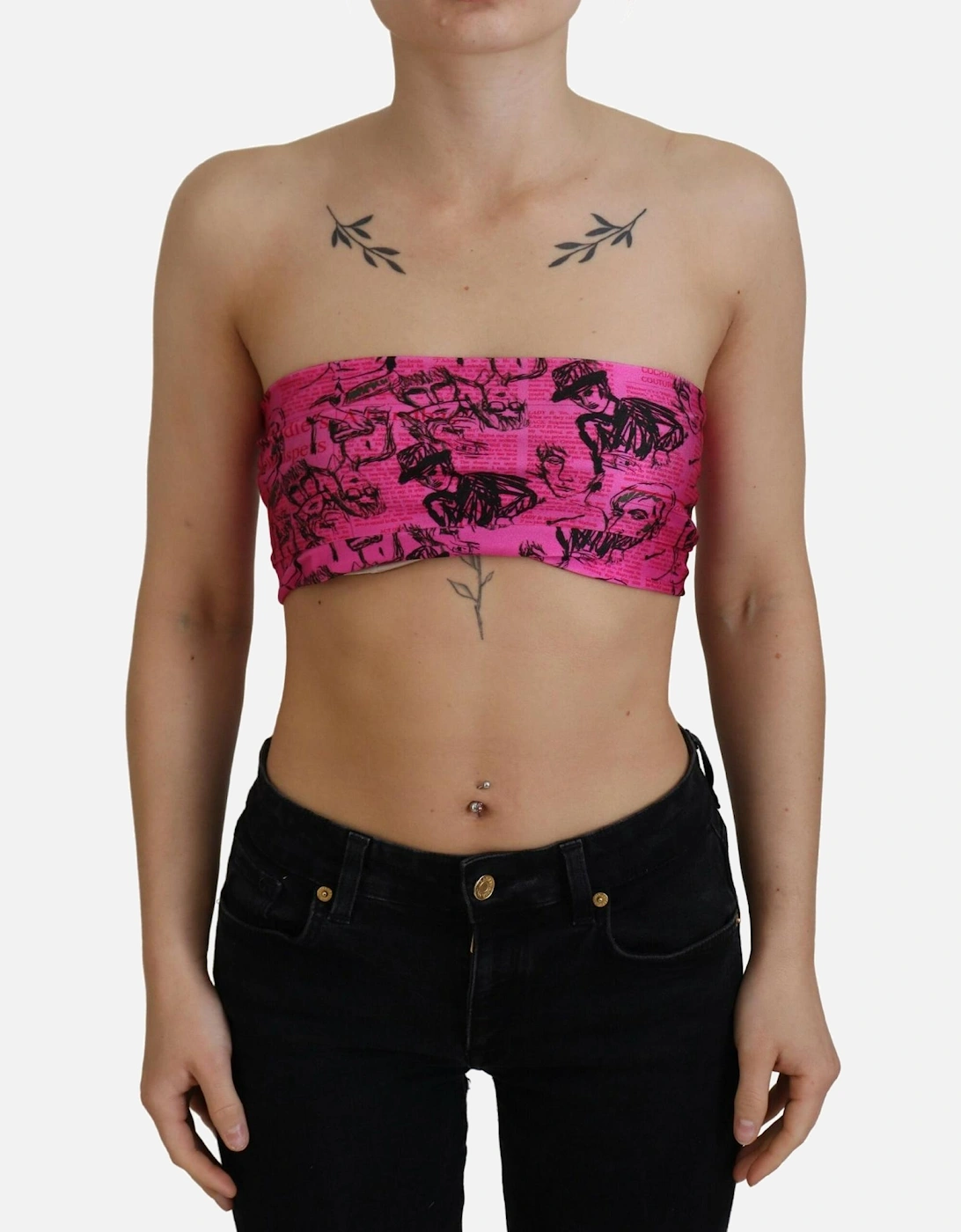 Tube Top Newspaper Print Women - Pink T-Shirts, 6 of 5