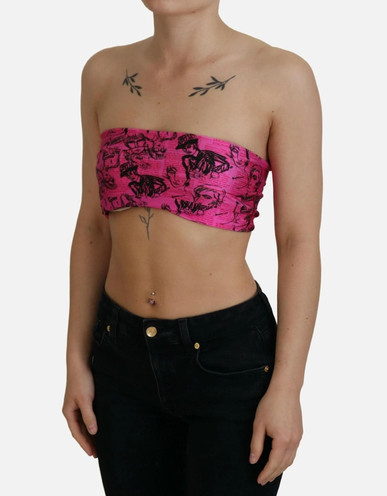 Tube Top Newspaper Print Women - Pink T-Shirts