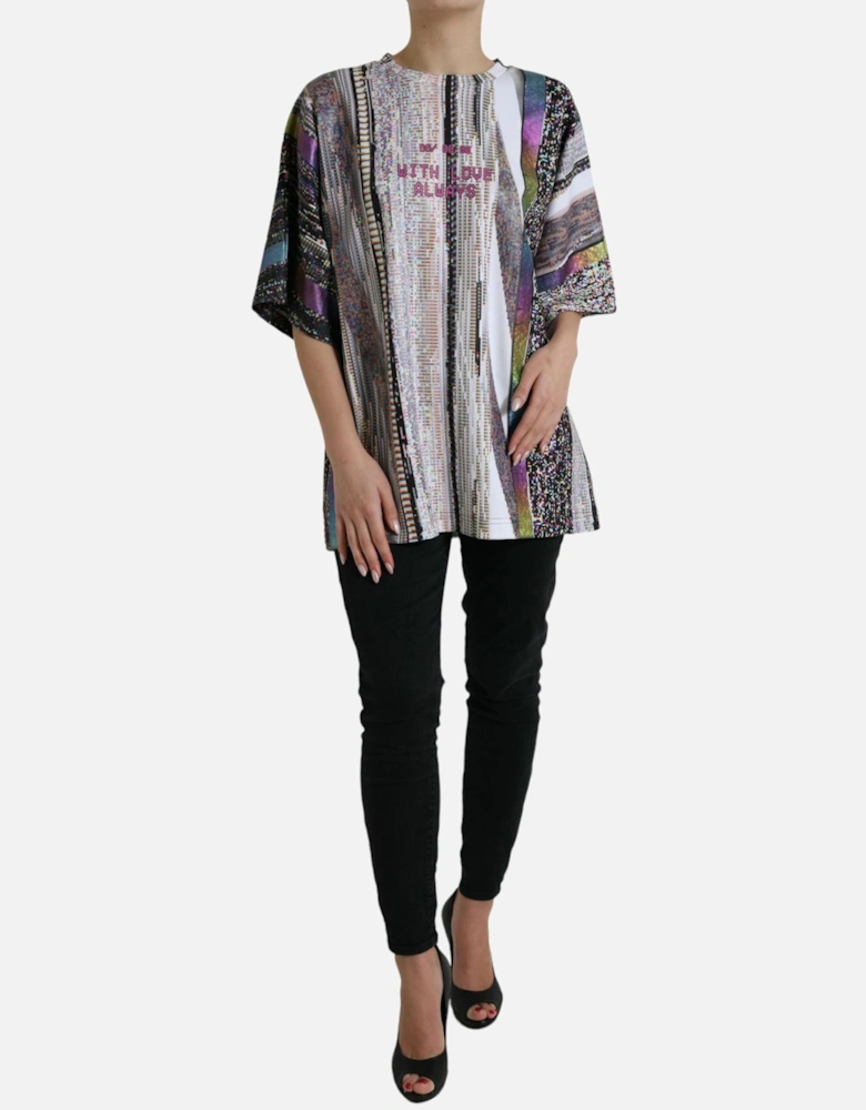 Multicolor Printed Round Neck T-Shirt by a Designer Women
