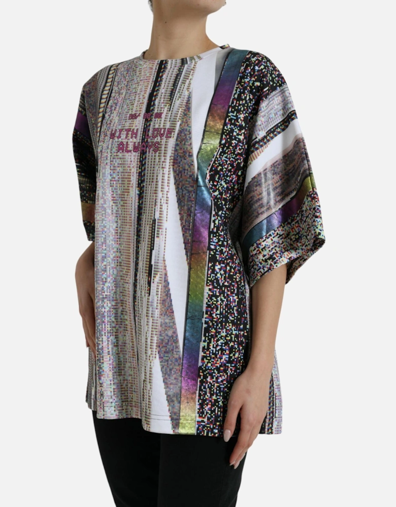 Multicolor Printed Round Neck T-Shirt by a Designer Women