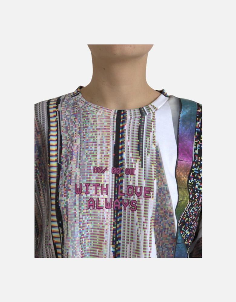 Multicolor Printed Round Neck T-Shirt by a Designer Women