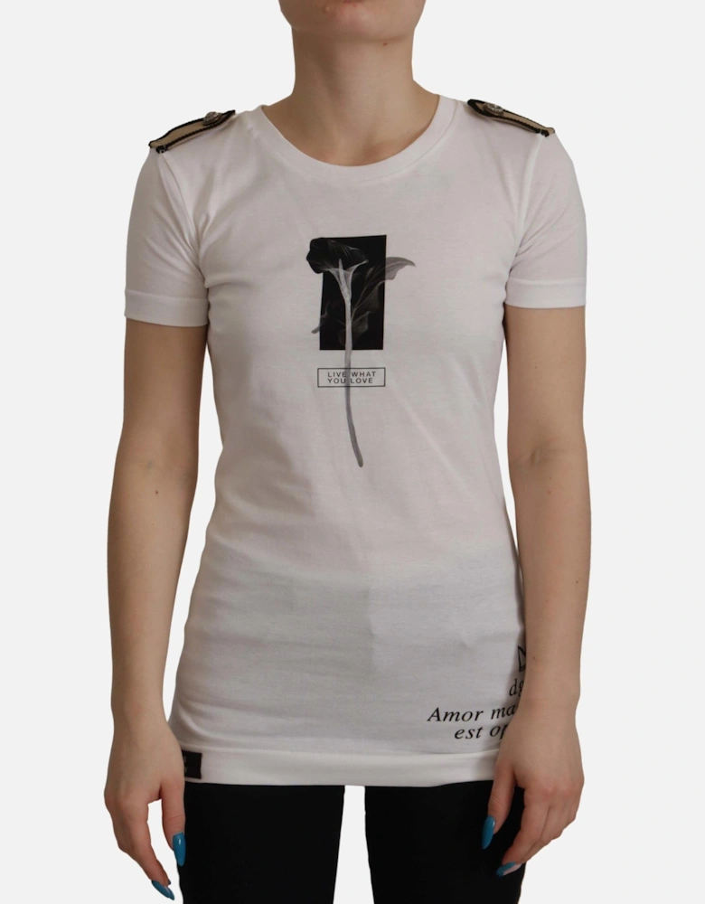 Dolce Gabbana TSH7843 Flower Graphic Tee Women - White T-Shirts