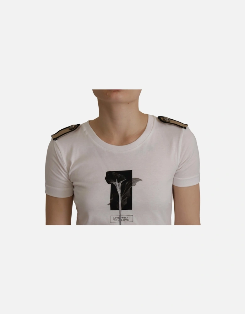 Dolce Gabbana TSH7843 Flower Graphic Tee Women - White T-Shirts