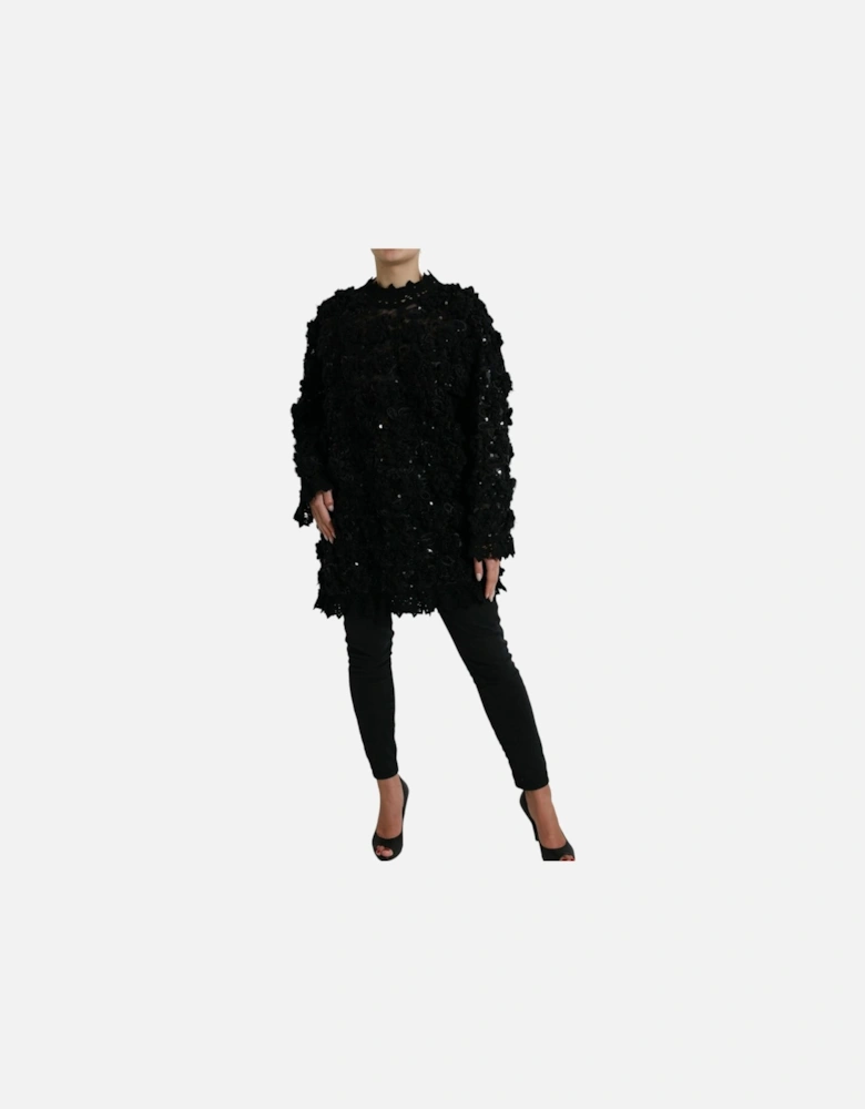 Sequin Embellished Long Sleeve Pullover Sweater Women - Black