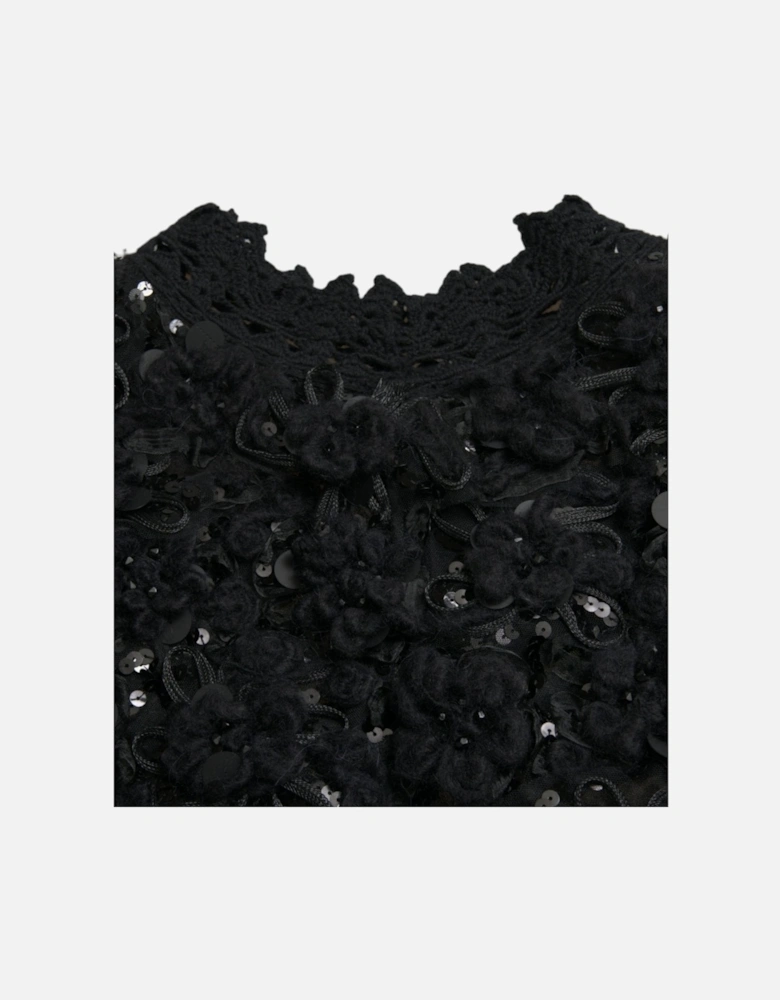 Sequin Embellished Long Sleeve Pullover Sweater Women - Black