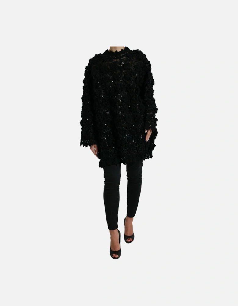 Sequin Embellished Long Sleeve Pullover Sweater Women - Black