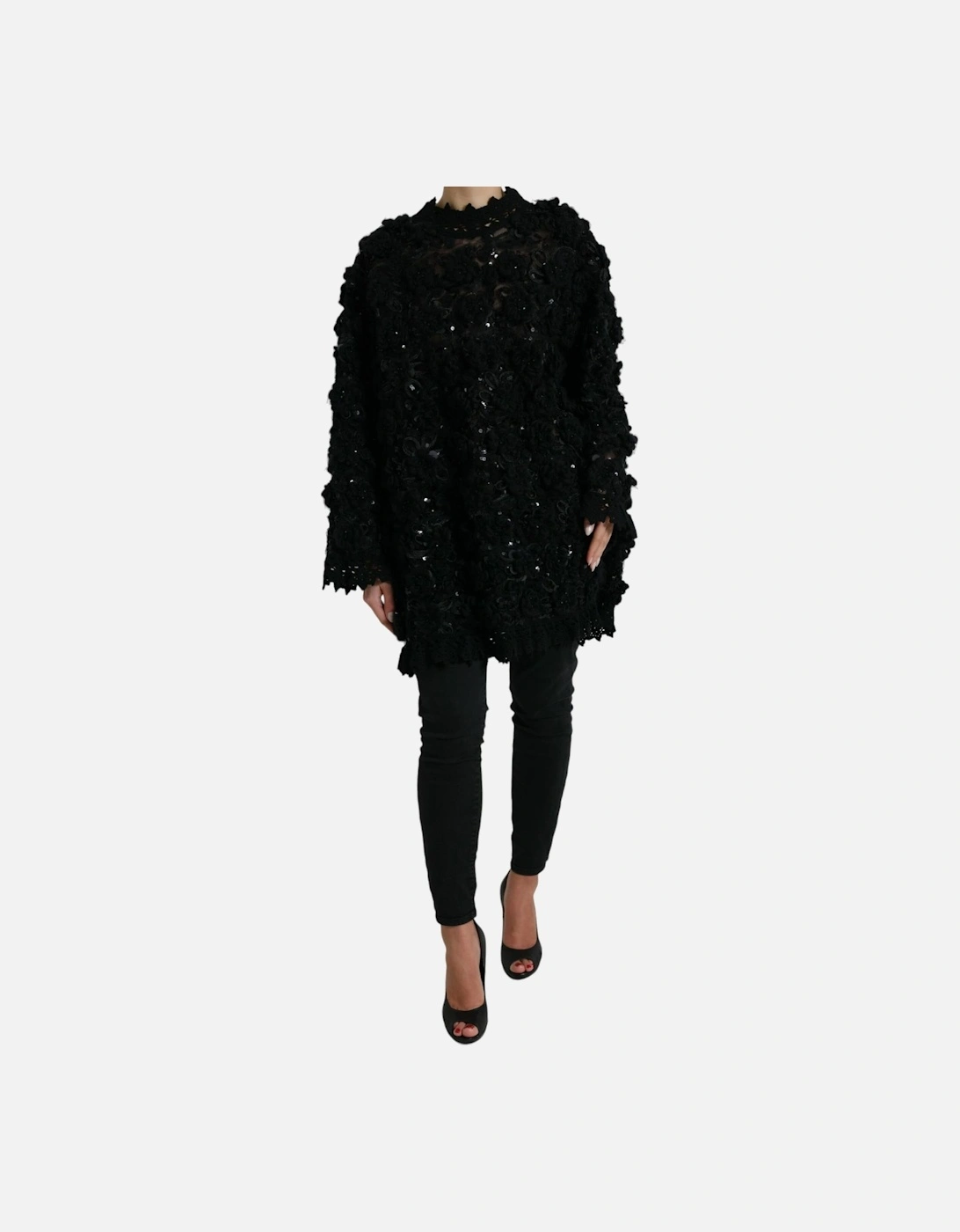 Sequin Embellished Long Sleeve Pullover Sweater Women - Black, 7 of 6