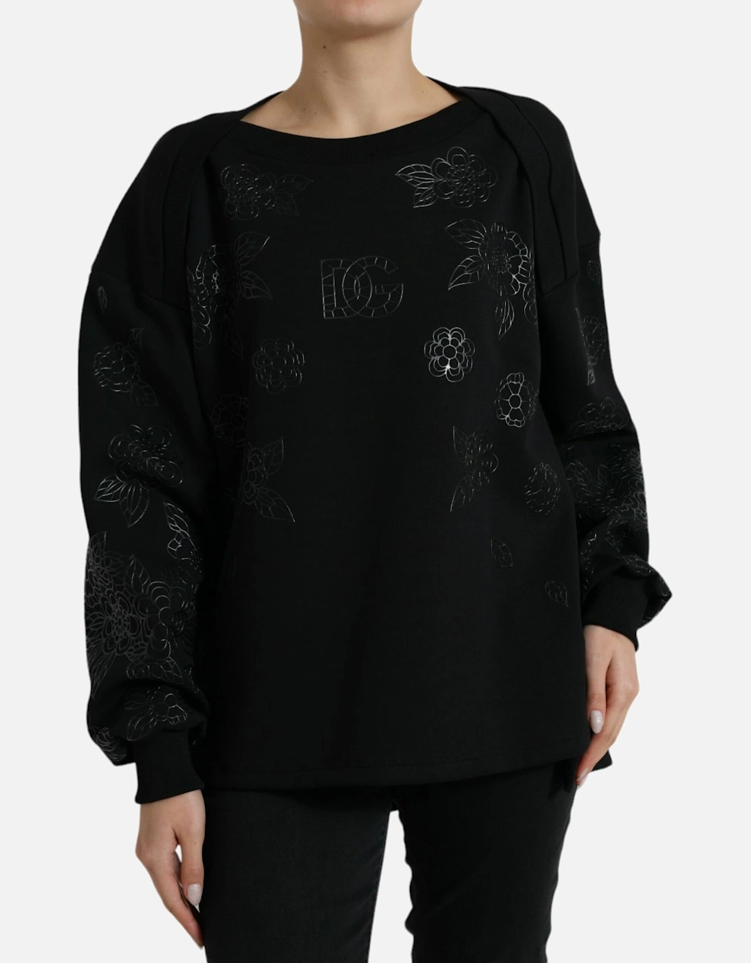 Floral Print Sweatshirt TSH84221 Women - Black Sweaters, 7 of 6