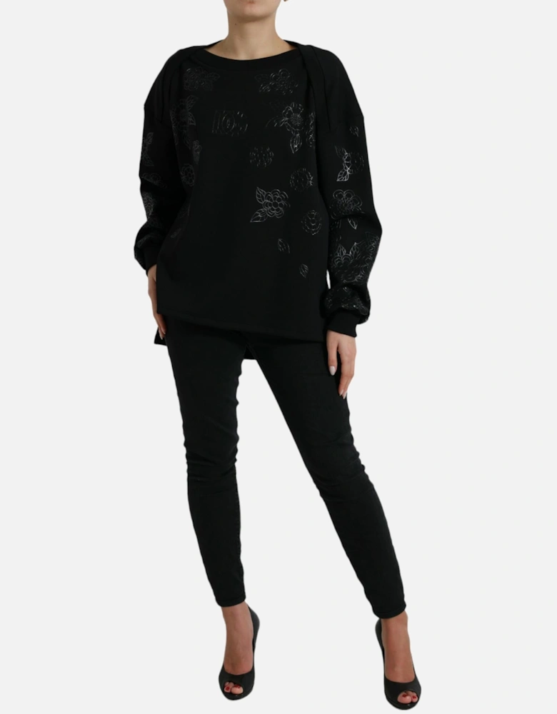 Floral Print Sweatshirt TSH84221 Women - Black Sweaters