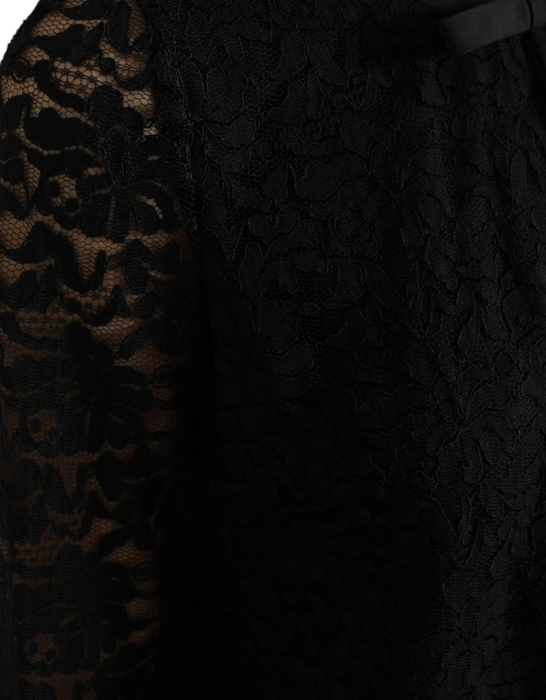 Lace Top Bow Detail 34 Sleeves Women - Black T-Shirts