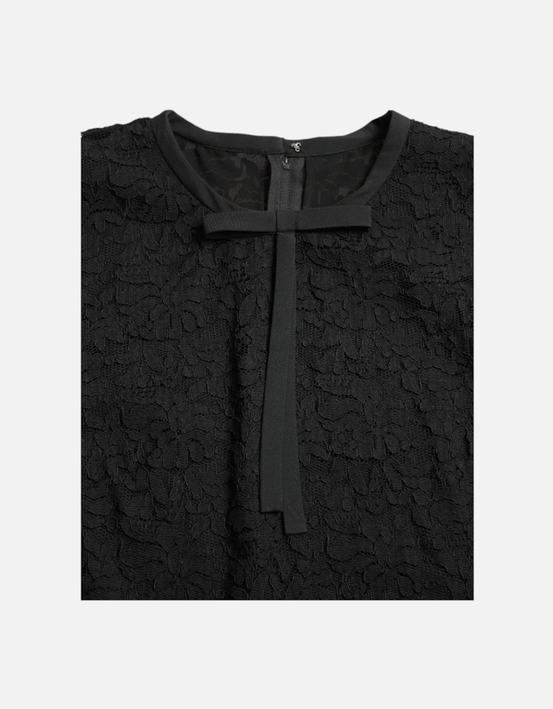 Lace Top Bow Detail 34 Sleeves Women - Black T-Shirts