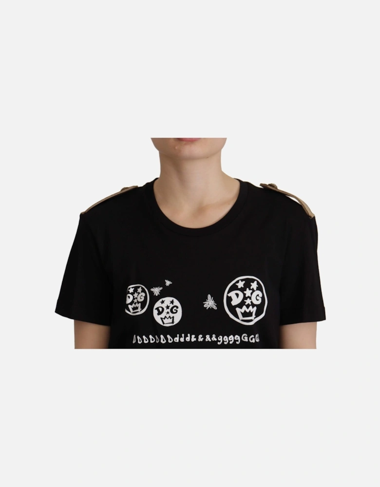 Graphic Tee TSH7846 Short Sleeve Women - Black T-Shirts