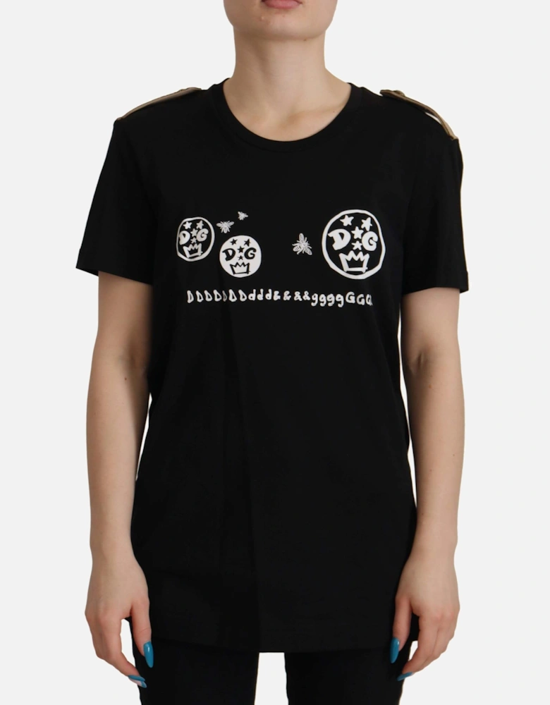 Graphic Tee TSH7846 Short Sleeve Women - Black T-Shirts