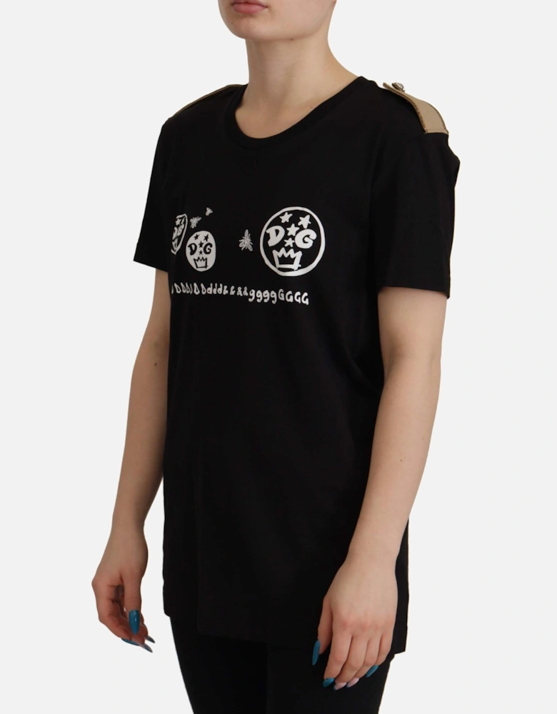 Graphic Tee TSH7846 Short Sleeve Women - Black T-Shirts
