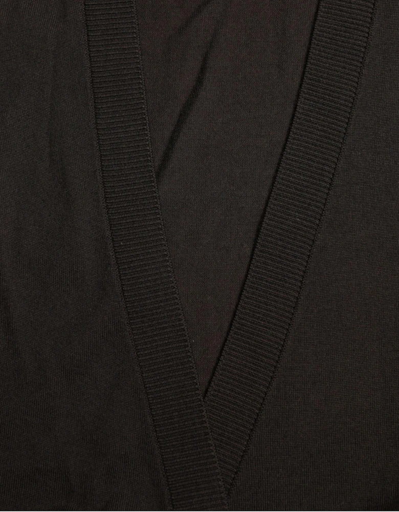 Virgin Wool Crossed Cardigan Sweater with Logo Details Women - Black
