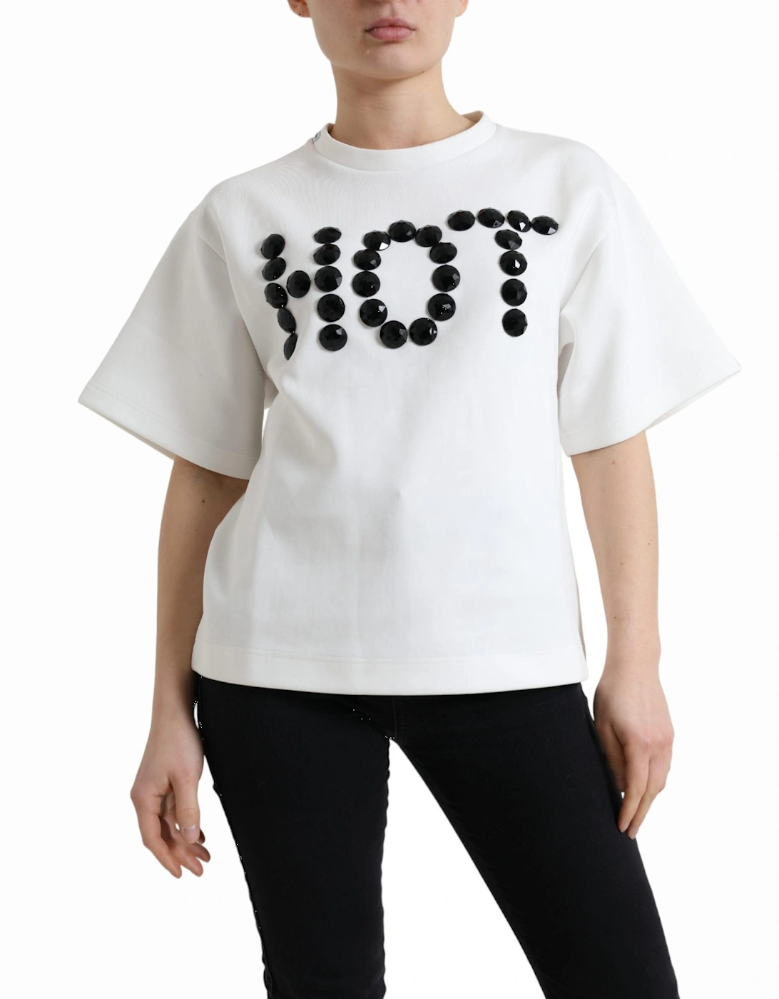 Hot Crystal TShirt Short Sleeves Women - White T-Shirts