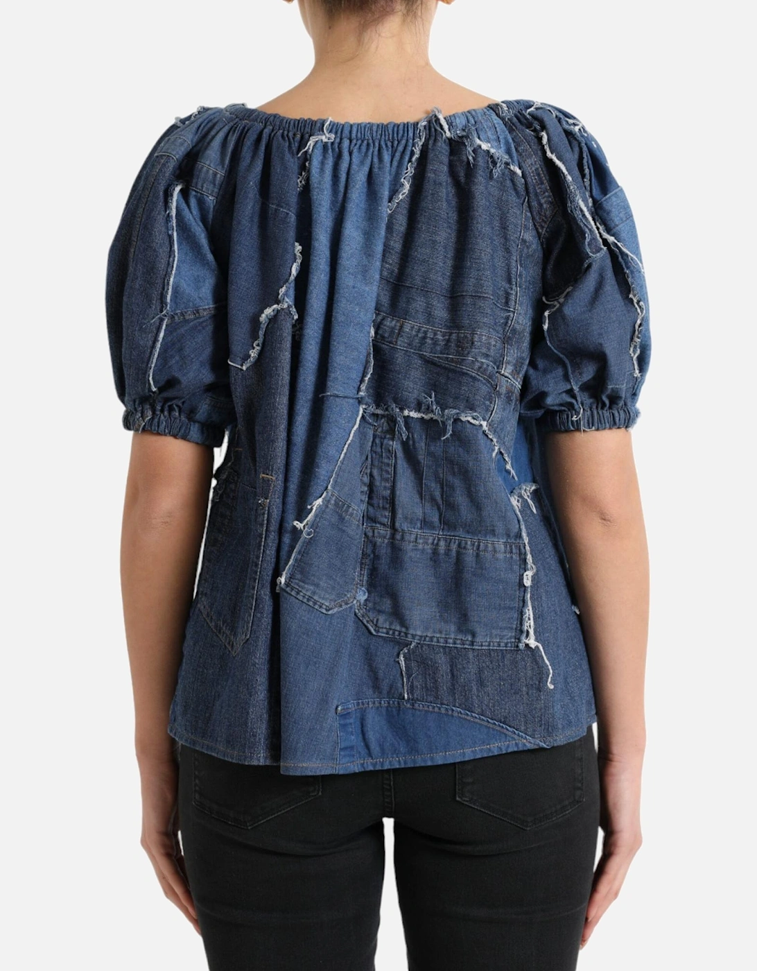 Denim Patchwork Top TSH84269 Women - Blue T-Shirts