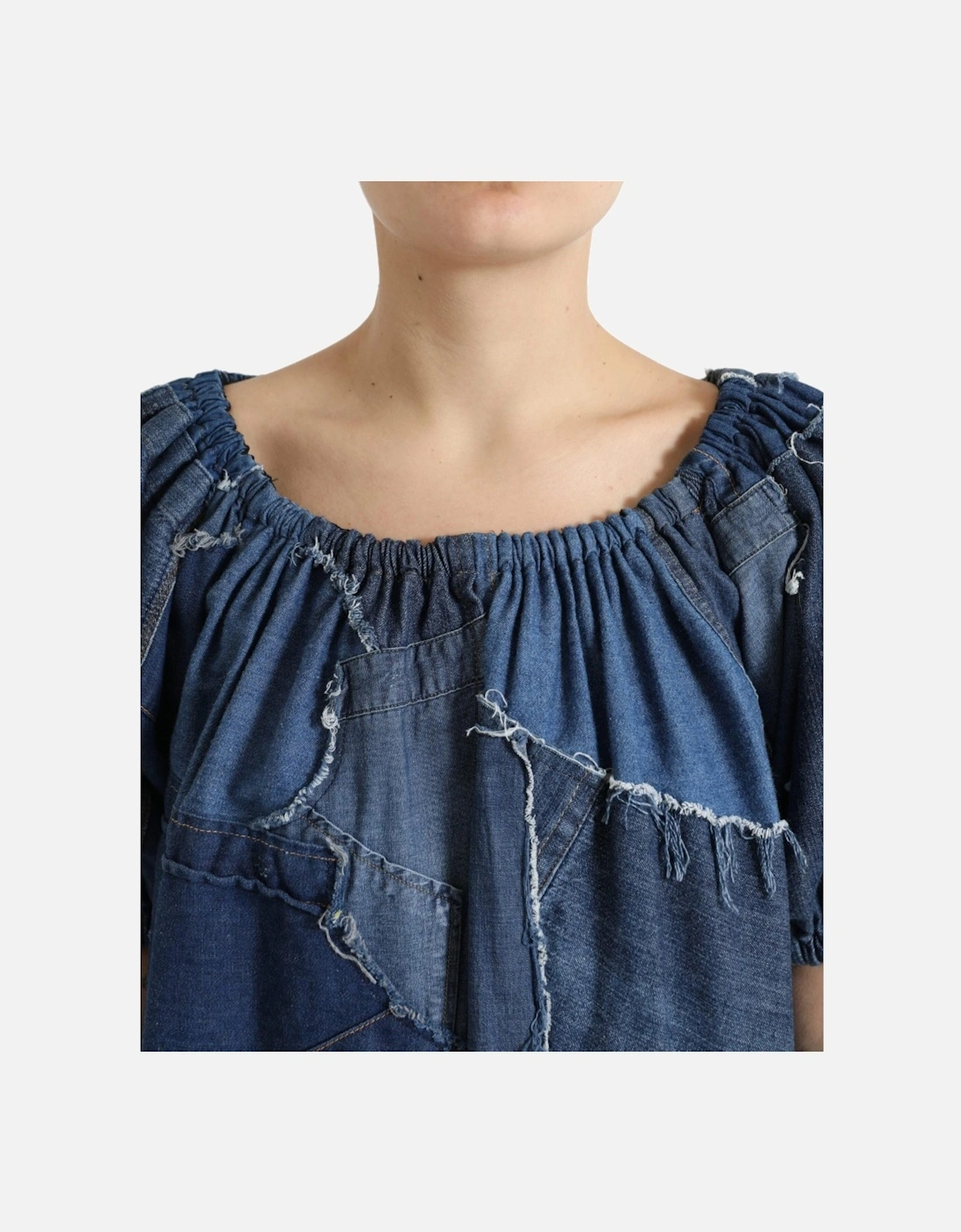 Denim Patchwork Top TSH84269 Women - Blue T-Shirts