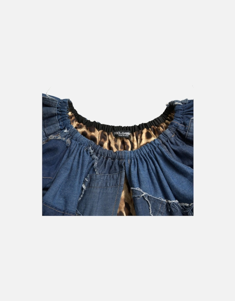Denim Patchwork Top TSH84269 Women - Blue T-Shirts