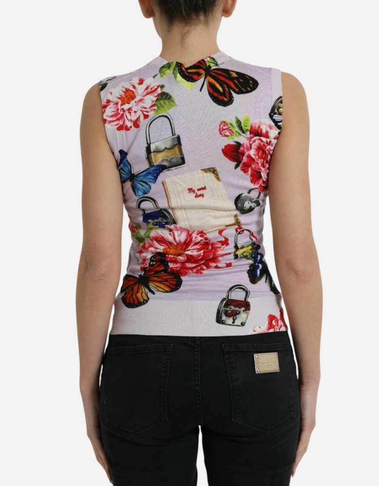 Printed Cashmere Silk Tank Top Women - Multicolor T-Shirts