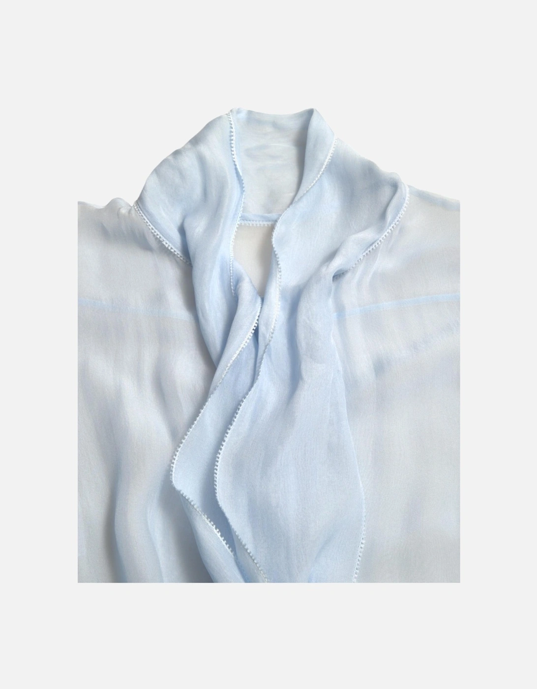 Silk Long Sleeve Blouse with Ascot Collar and Button Closure Women -