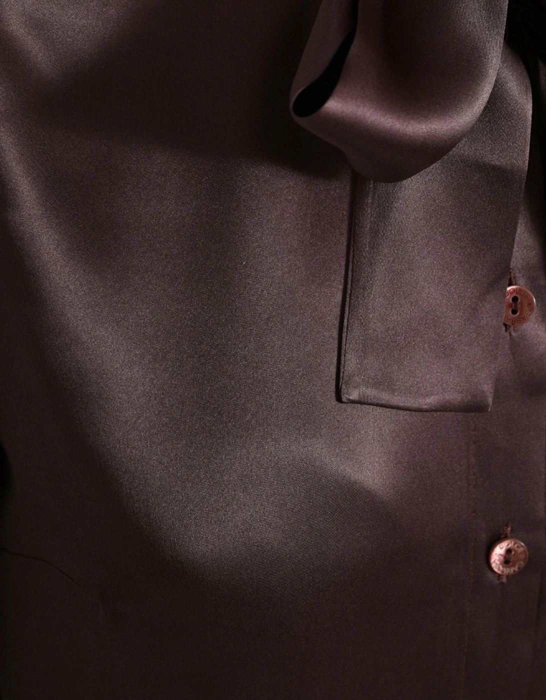 Silk Long Sleeve Blouse Top with Button Closure by Women - Brown