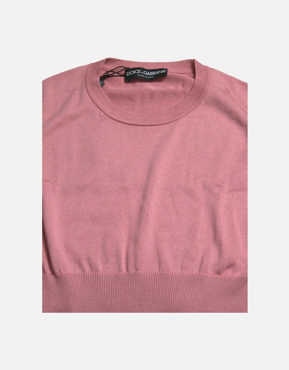 Crew Neck Silk Tank Top with Logo Details Women - Pink T-Shirts