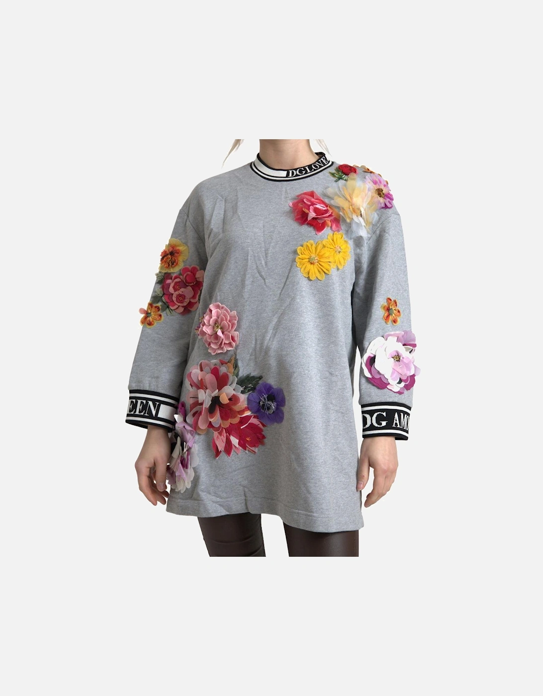 Floral Appliqu Sweatshirt Dress TSH83142 Women - Gray Sweaters, 7 of 6