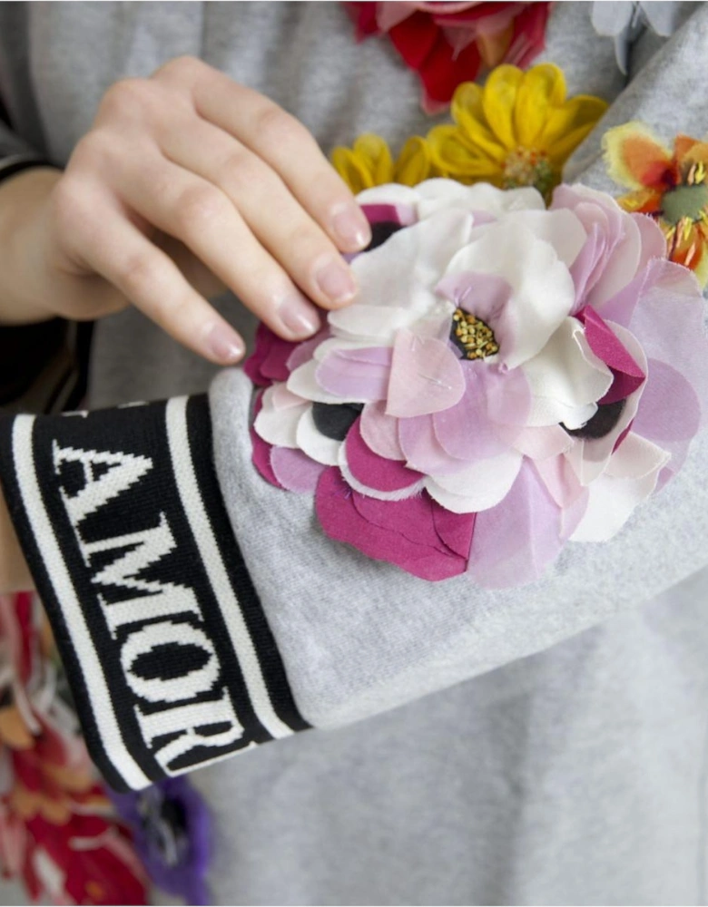 Floral Appliqu Sweatshirt Dress TSH83142 Women - Gray Sweaters