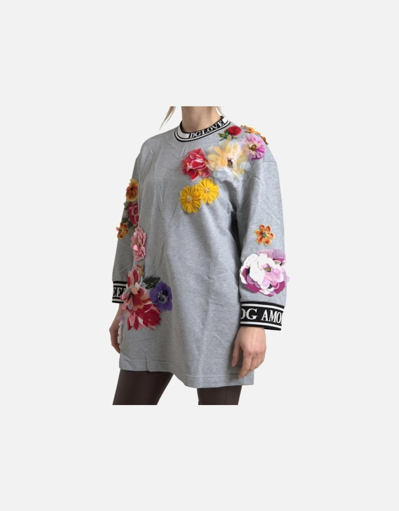 Floral Appliqu Sweatshirt Dress TSH83142 Women - Gray Sweaters